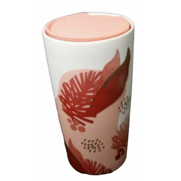 Starbucks Pink Peach Pine Berries Ceramic New Cup